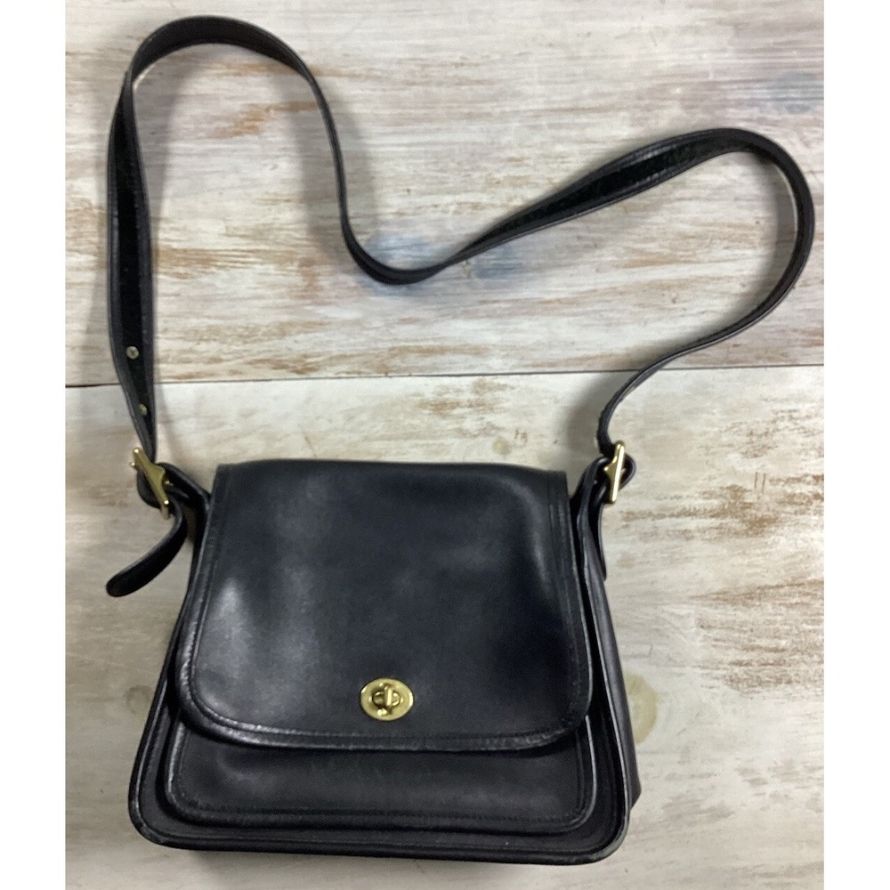 Vintage Coach Original Legacy Rambler Bag Black Leather Made in USA‎ Turn Lock